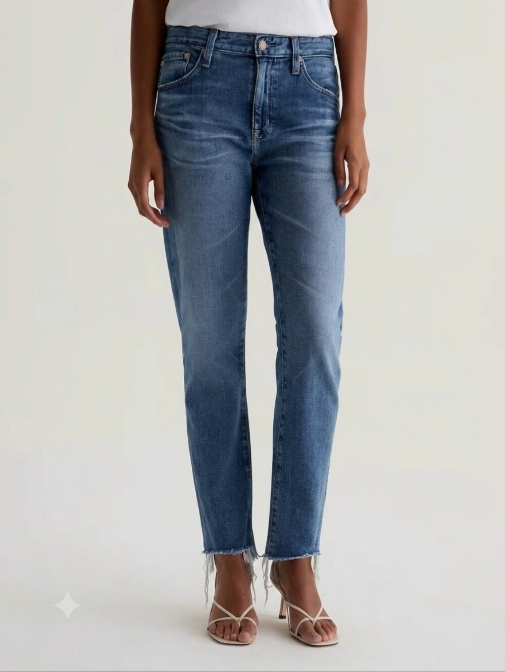 Sz 27 AG Ex-Boyfriend Slouchy Slim Frayed Hems Women's Classic Blue Denim Jeans